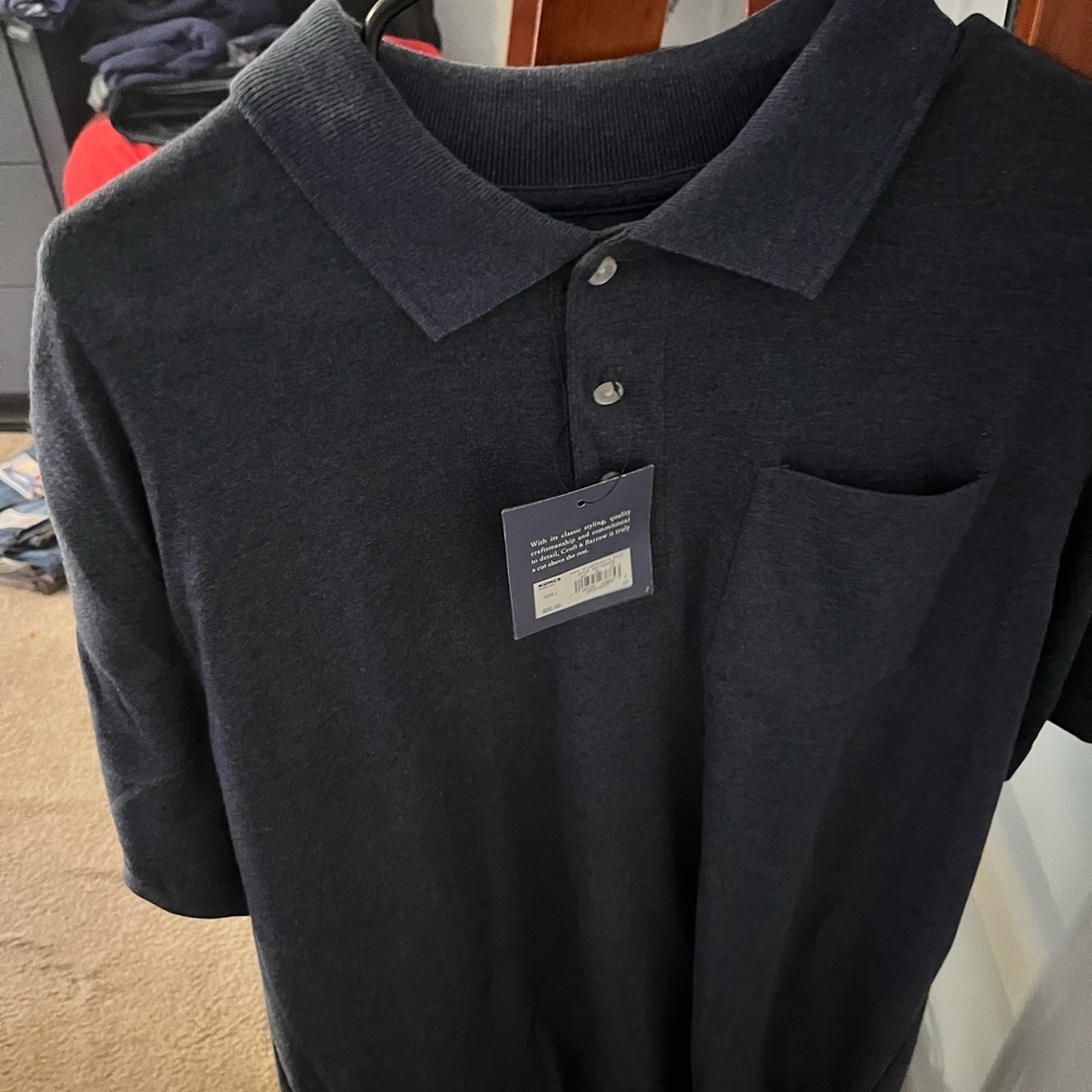 *NWT* CROFT&BARROW men’s SHORT SLEEVE POLO (w/pocket), NAVY BLUE , size LARGE